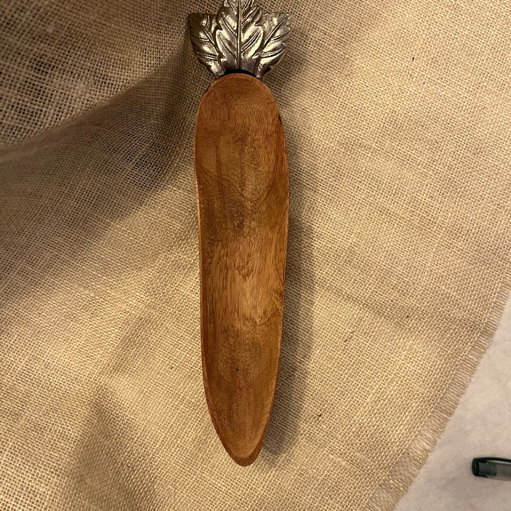 Pewter Wooden Carrot Shaped Tray